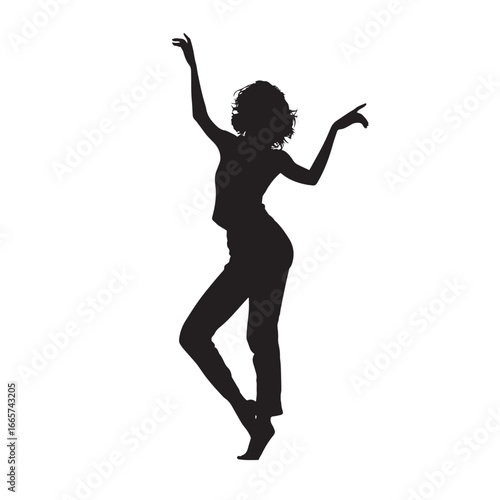 Vector illustration of woman silhouette set dancing, Black & White silhouette set