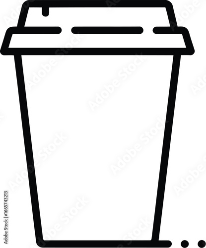 Coffee cup vector outline icon for cafe and restaurant menu