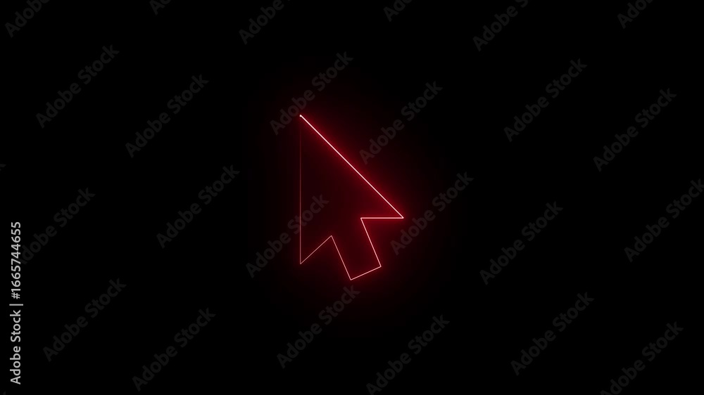 Glowing neon line computer mouse click cursor arrow icon . neon cursor ...