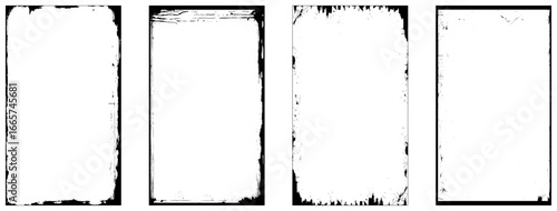 Old covers set isolated on white background. Vector realistic illustration of scratched rectangular paper frames with grungy grainy texture, worn cd record mockup with blank surface and uneven edges