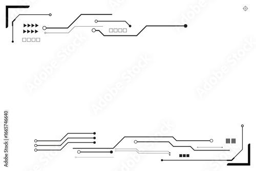 Black control panel abstract modern technology futuristic interface hud ui on white background.