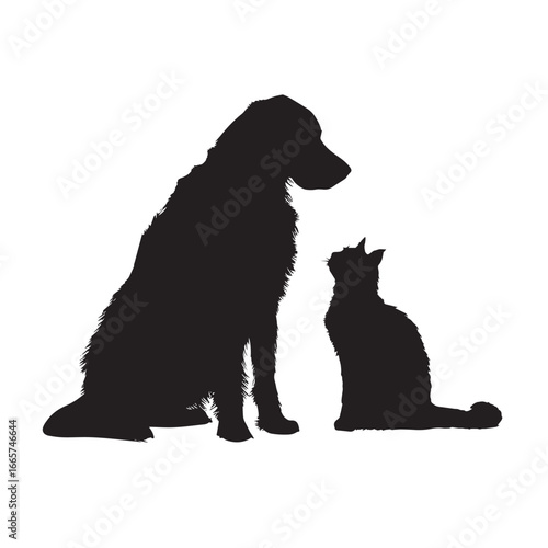 Wallpaper Mural Vector illustration of dog and cat silhouette set, Black & White silhouette set Torontodigital.ca