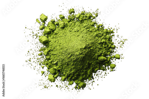 Green powder pile, scattered, vibrant