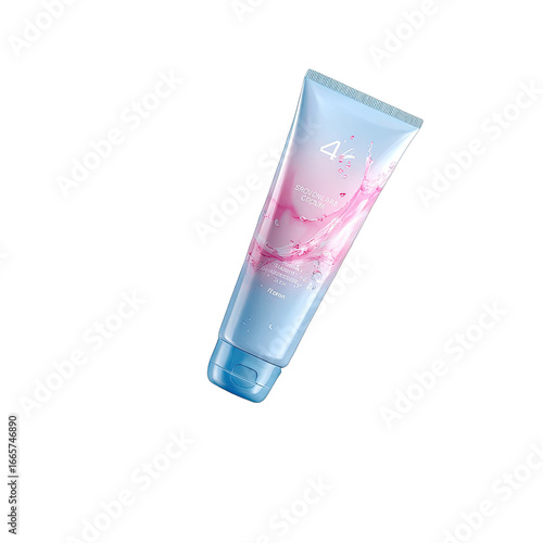 Light blue and pink tube of facial cleanser