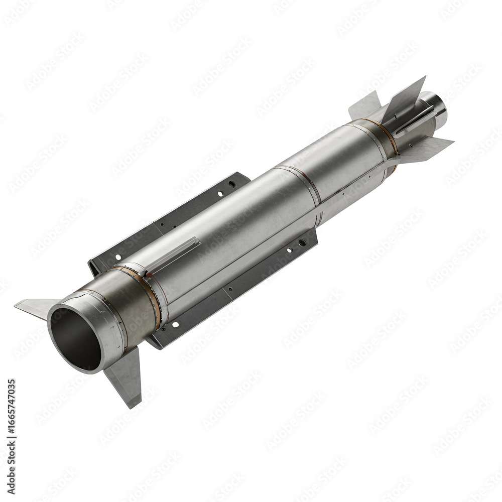 Fototapeta premium Detailed 3D Render Of A Silver Missile Isolated On Transparent Background