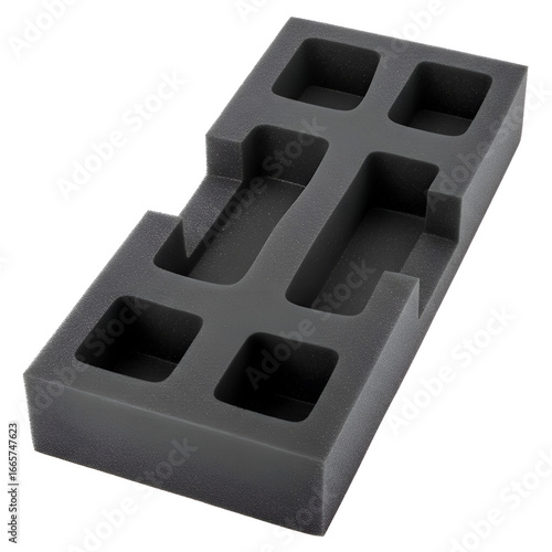 Detailed Black Foam Packaging Isolated On White Background Photo