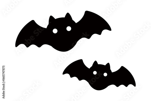 Halloween materials: Hand-drawn bat illustrations, cute round bat cut-out illustrations