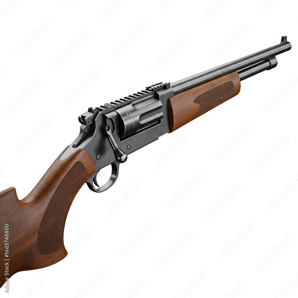 Obraz premium Detailed Realistic 3D Illustration of a Modern Firearm Isolated on Black