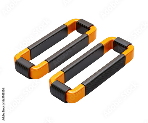 Two orange and black rectangular loop handles