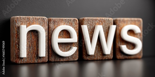 3D rendering of the word “news” in white letters on a gray background, minimalistic style with high resolution, modern design concept for media, information, journalism, digital communication