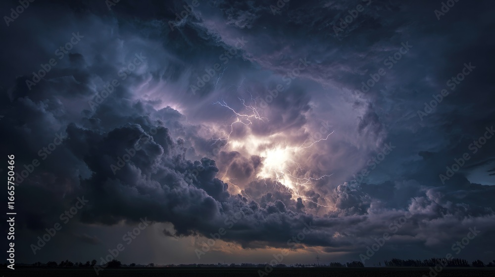 Fototapeta premium Storm clouds, dramatic lightning