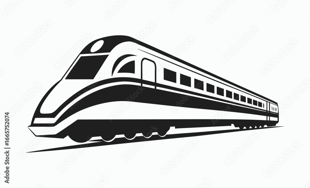Fototapeta premium Train silhouette, Editable Vector Train Icon in Clean Black and White Silhouette, metro vector design
