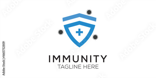 Immunity system logo template. Human immune system vector design. Virus and bacteria illustration