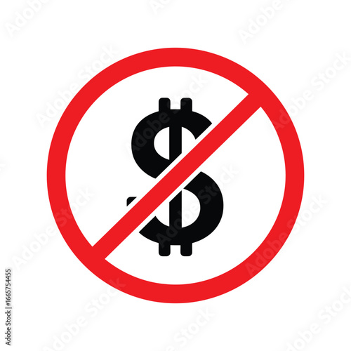 No money symbol vector illustration finance prohibition sign currency ban icon economic restriction graphic