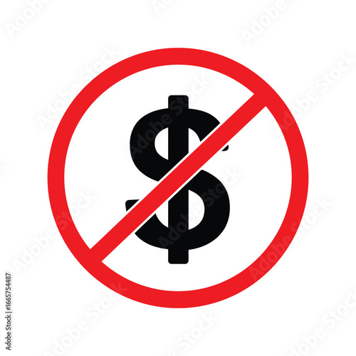 No money symbol vector illustration finance prohibition sign currency ban icon economic restriction graphic