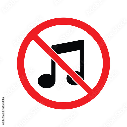 No music symbol vector illustration silent zone sign audio ban icon quiet area graphic