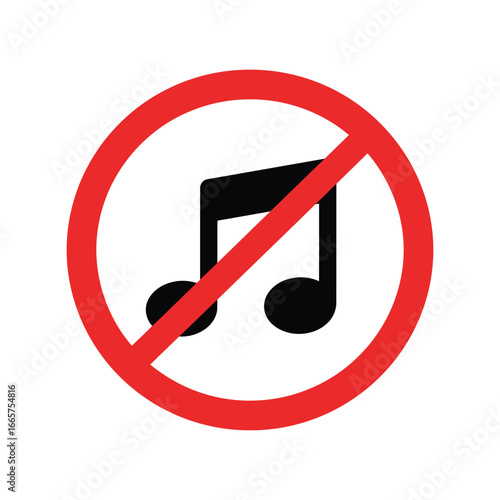 No music symbol vector illustration silent zone sign audio off icon mute alert graphic sound forbidden