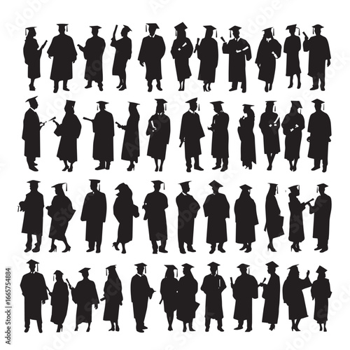 Vector illustration of diploma silhouette set, Black & White silhouette set