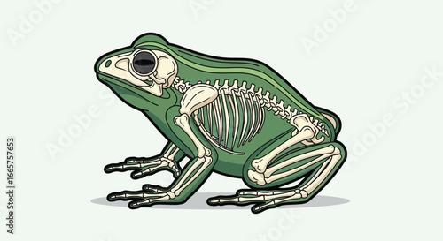 Frog with Anatomical Skeleton Illustration