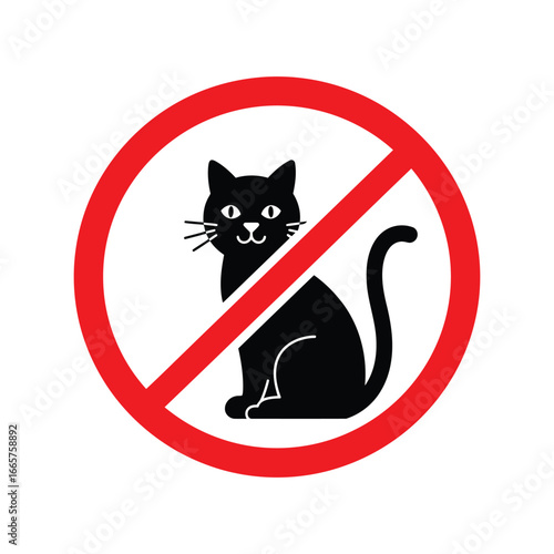 No cats allowed sign prohibition symbol pets forbidden warning icon vector illustration