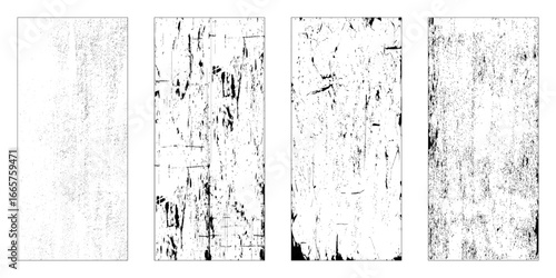 Grunge overlay texture set. Different types of texture stamps. Rough black and white texture vector. 