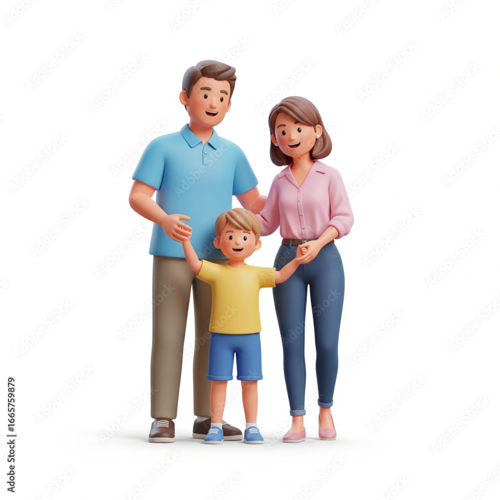 Fototapeta premium happy parents with children