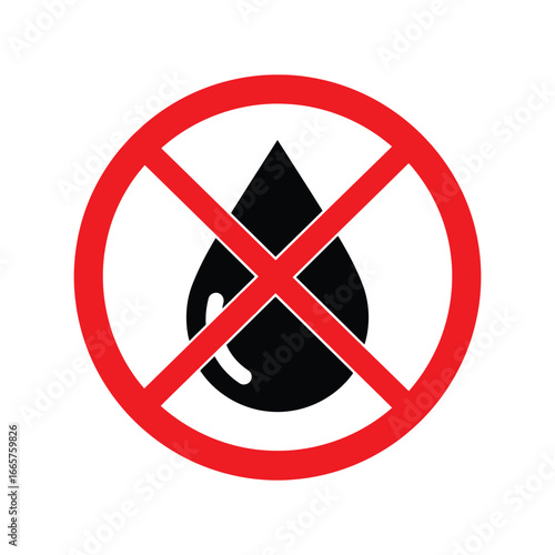 No water drop symbol prohibition sign liquid restriction icon vector graphic