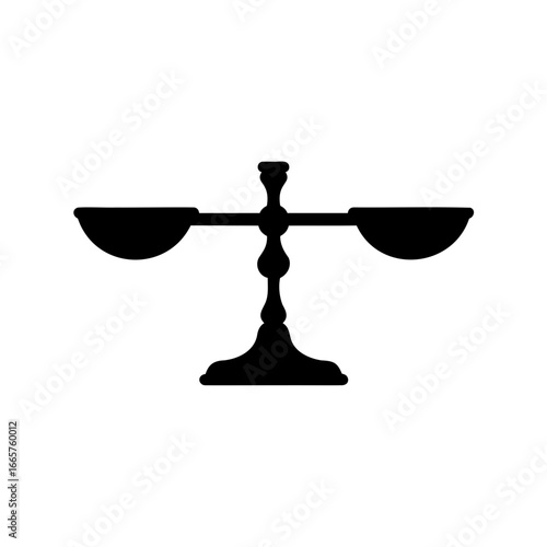 Balance scales icon representing justice and fairness in a black silhouette design