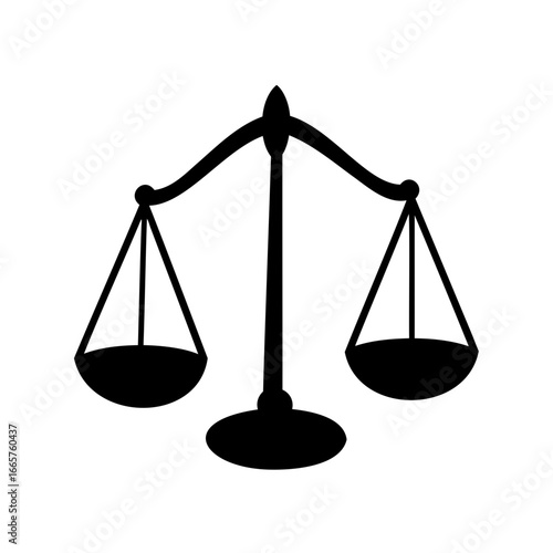 Silhouette illustration of a balance scale, representing justice and equality concepts
