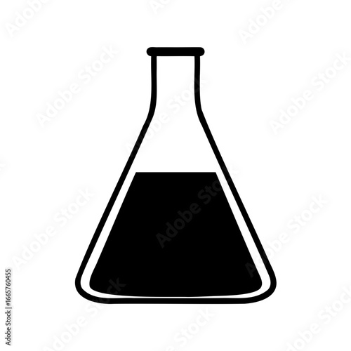 Stylized Erlenmeyer Flask with Liquid Silhouette for Scientific Applications and Education