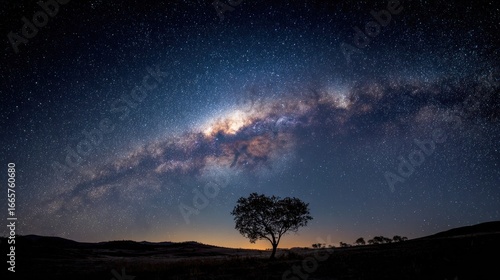 Milky Way over a lone tree
