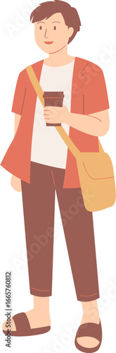 Modern Casual Man Enjoying Travel Illustration