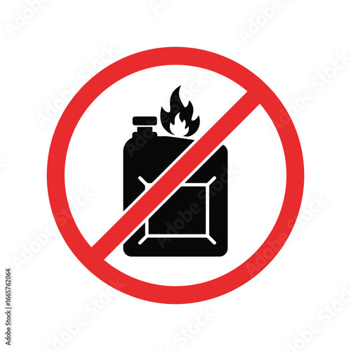 Flammable liquid prohibition sign no fuel canister icon warning symbol safety alert
