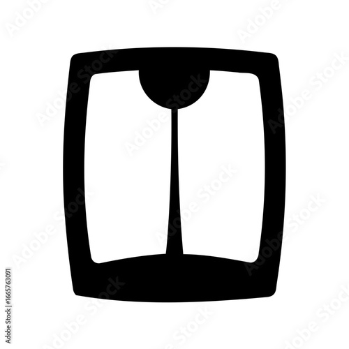 Minimalist black and white silhouette of a weight scale for health tracking