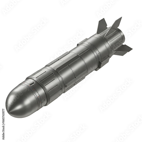 Illustration Of A Metallic Missile Object Isolated On Transparent Background