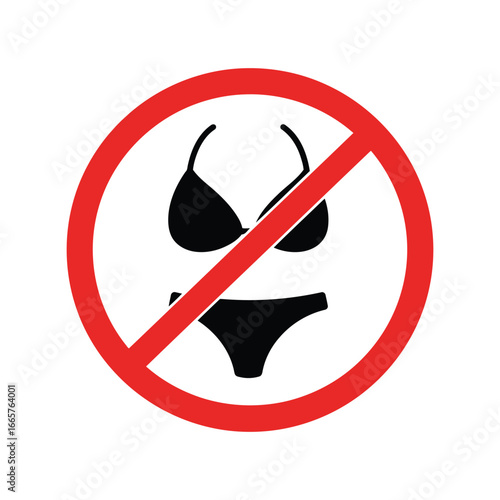 No bikini symbol prohibition sign beachwear ban swimsuit restriction clothing rule icon