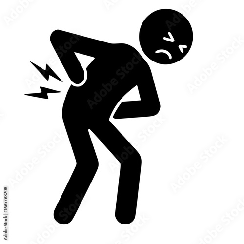 Stickman Figure with Severe Back Pain SVG Clip Art