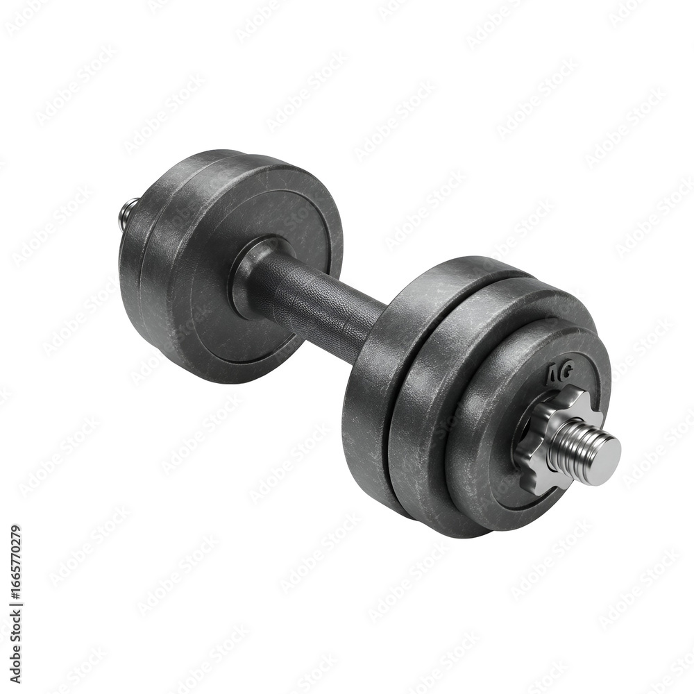 Naklejka premium Isolated Black Dumbbell Photo Represents Fitness and Weight Training