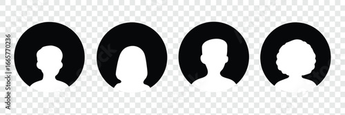 People portraits vector illustration. profile picture User avatars in circles. Collection of male and female human profile face icons. Faceless, Unknown or anonymous person. avatar profile icon. 
