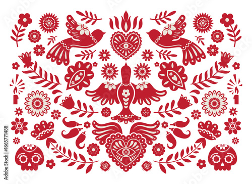 Papel Picado Bird Floral Pattern