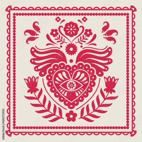 Mexican Papel Picado Heart Design