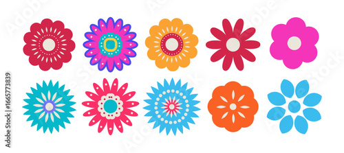 Colorful Folk Mexican Floral Set