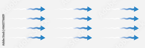 Wind Airflow icon set in modern vector style, representing ventilation, fresh breeze, weather, climate, energy, eco concept, environment, circulation, natural flow, and clean air Variety design.  EPS 