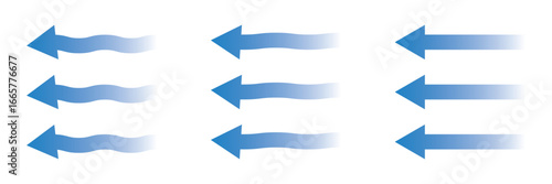 Wind Airflow icon set in modern vector style, representing ventilation, fresh breeze, weather, climate, energy, eco concept, environment, circulation, natural flow, and clean air Variety design.  EPS 