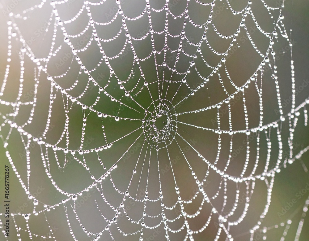 Naklejka premium Up Macro of Dew-Covered Spider Web with Radiating Pattern, Transparent Background