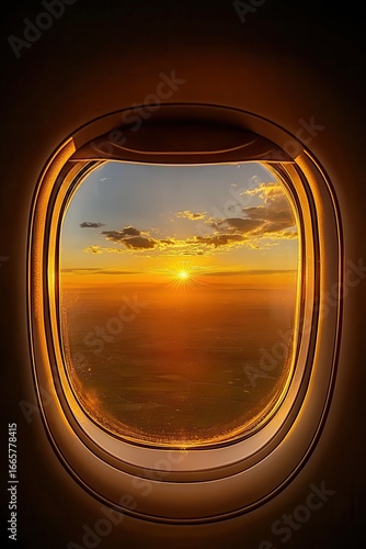 Airplane window sunset view...