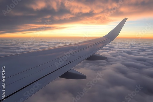 Airplane wing soaring above...