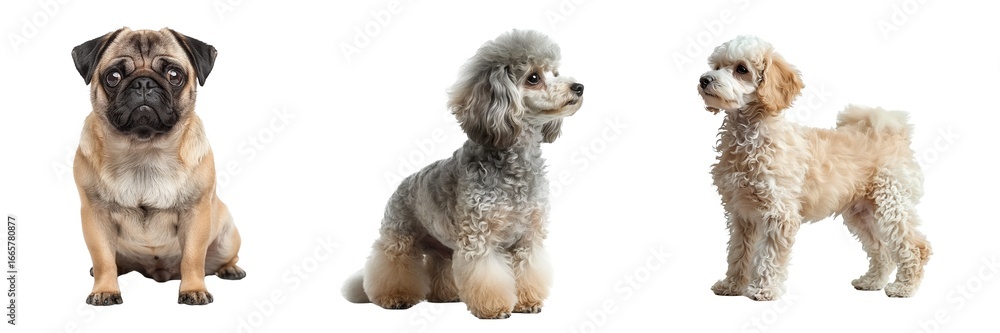 Obraz premium Set of Cute Dogs of Isolated on Transparent Background. PNG.