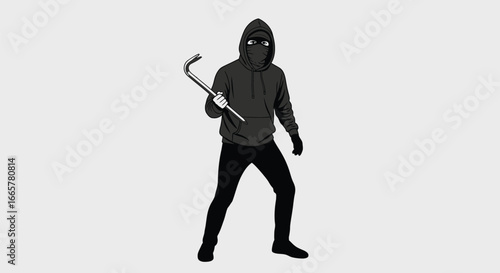 Hooded Thief Holding Crowbar