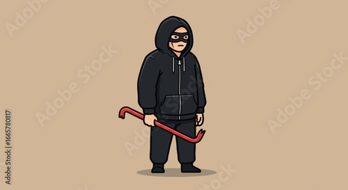 Hooded Thief Holding Crowbar